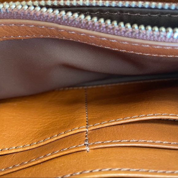 Tory Burch Bombe Leather Zip Around Continental Wallet, Rust - Picture 8 of 9